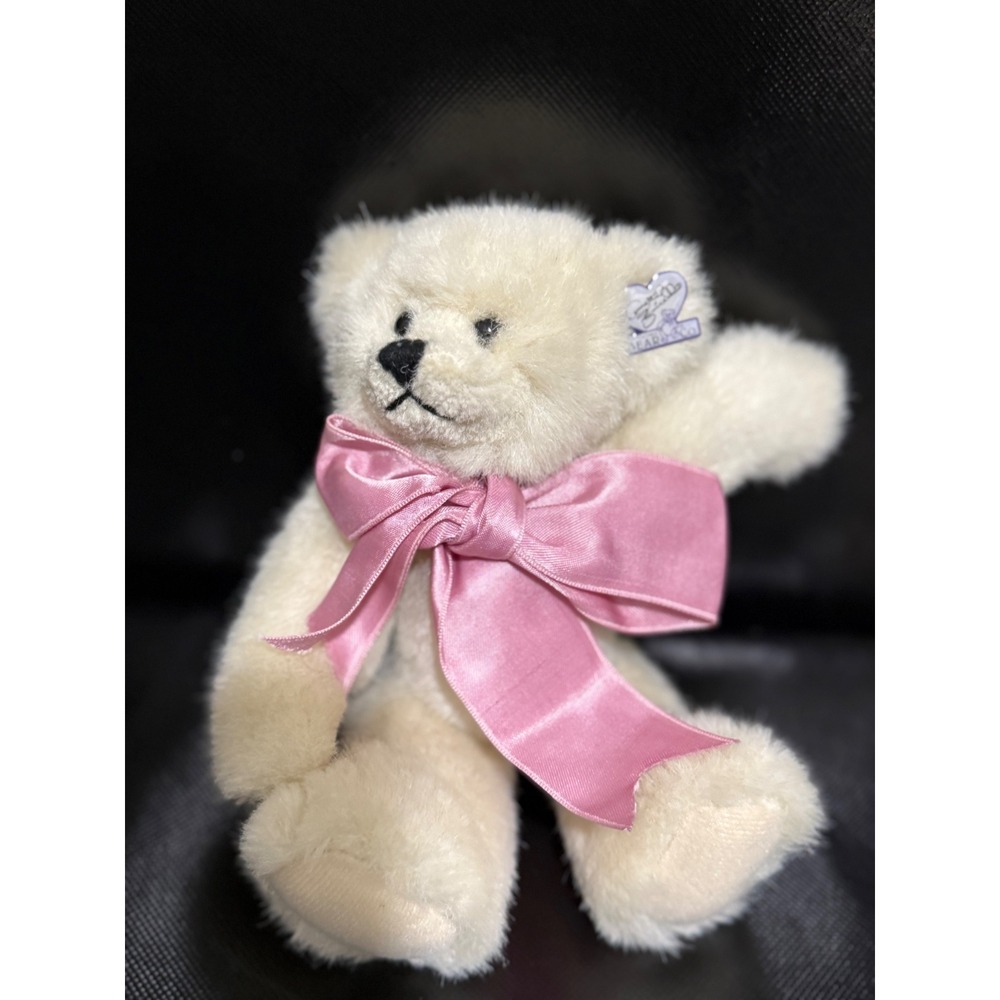 Annette Funicello Collectible Bear Co Cream Plush Teddy Bear with Pink Bow Tag